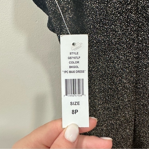 Glamour Nights Black and Gold formal evening gown dress 8P - Picture 7 of 9